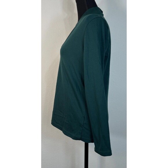 LL Bean Pima Shawl Long-Sleeve Dark Green Cotton Tee Size Medium (10/12) - Picture 7 of 12